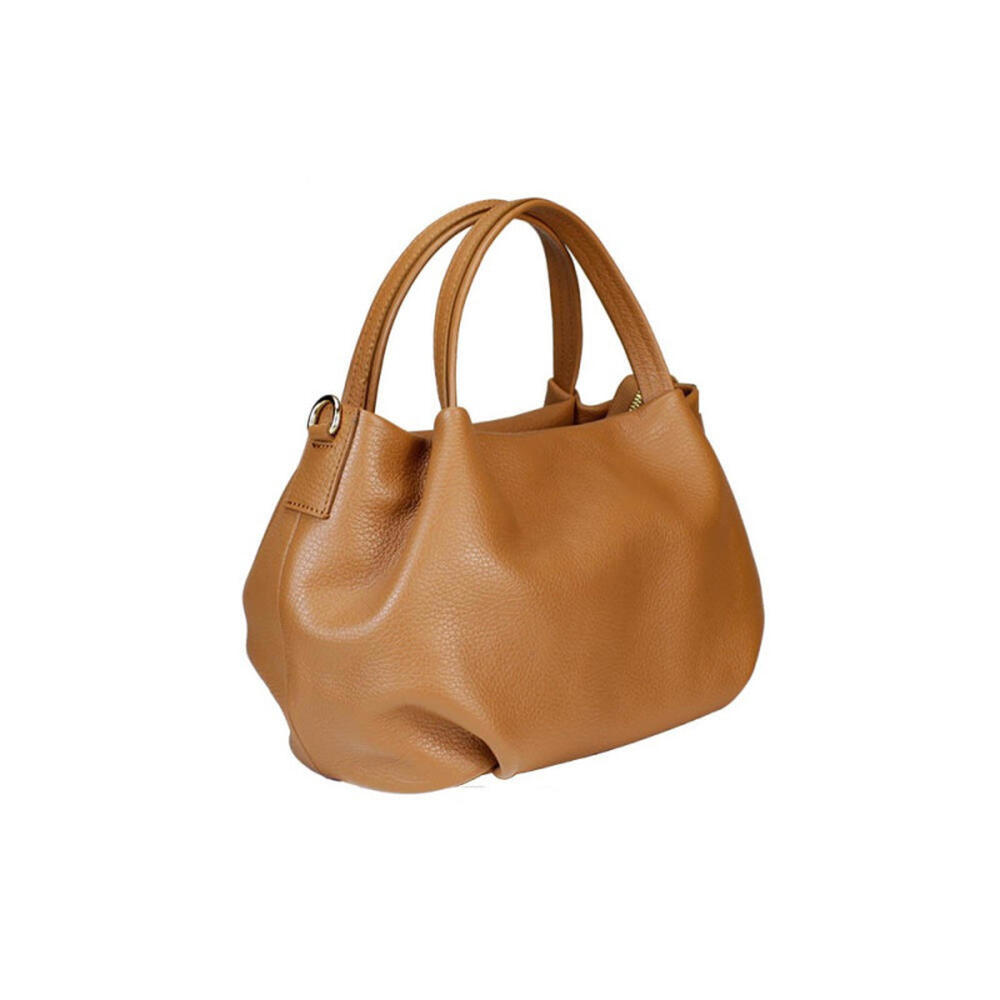 Classic Camel Italian Leather Satchel Handcrafted In Italy View 4